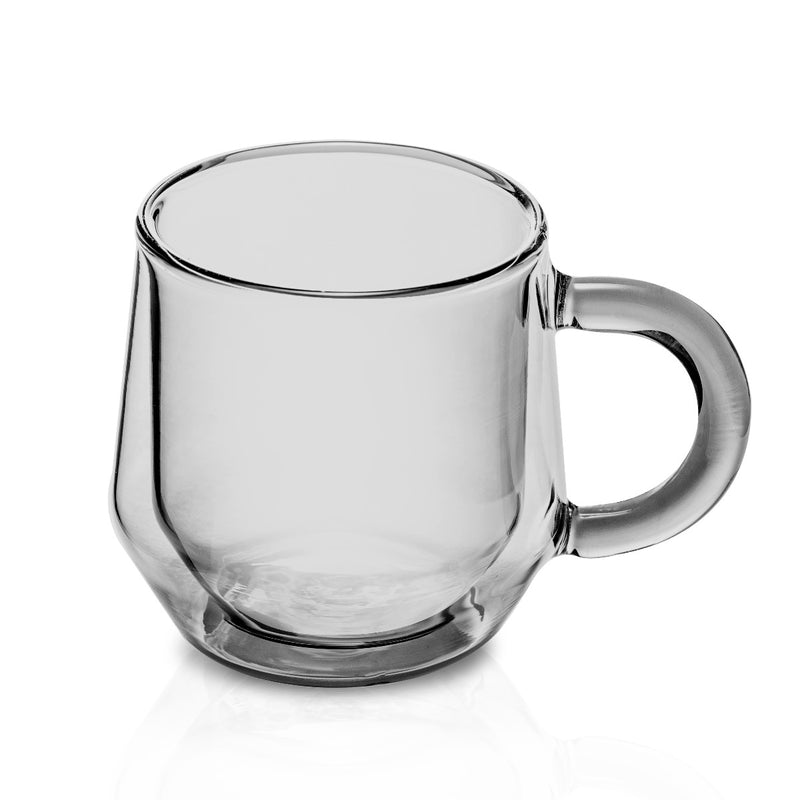 250ml Double Wall Glass Cups Handle Heat Resistant Transparent Wall Glass  Mugs