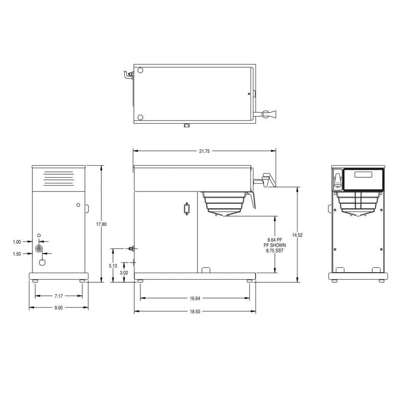 bunn axiom dv tc thermal coffee brewer preinstall