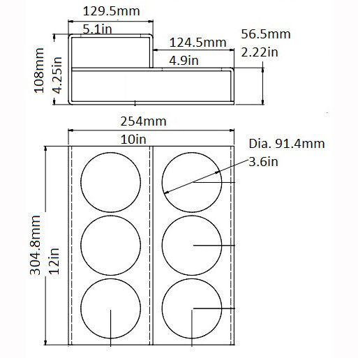 acrylic bottle rack 2 tier 6 bottles diagram