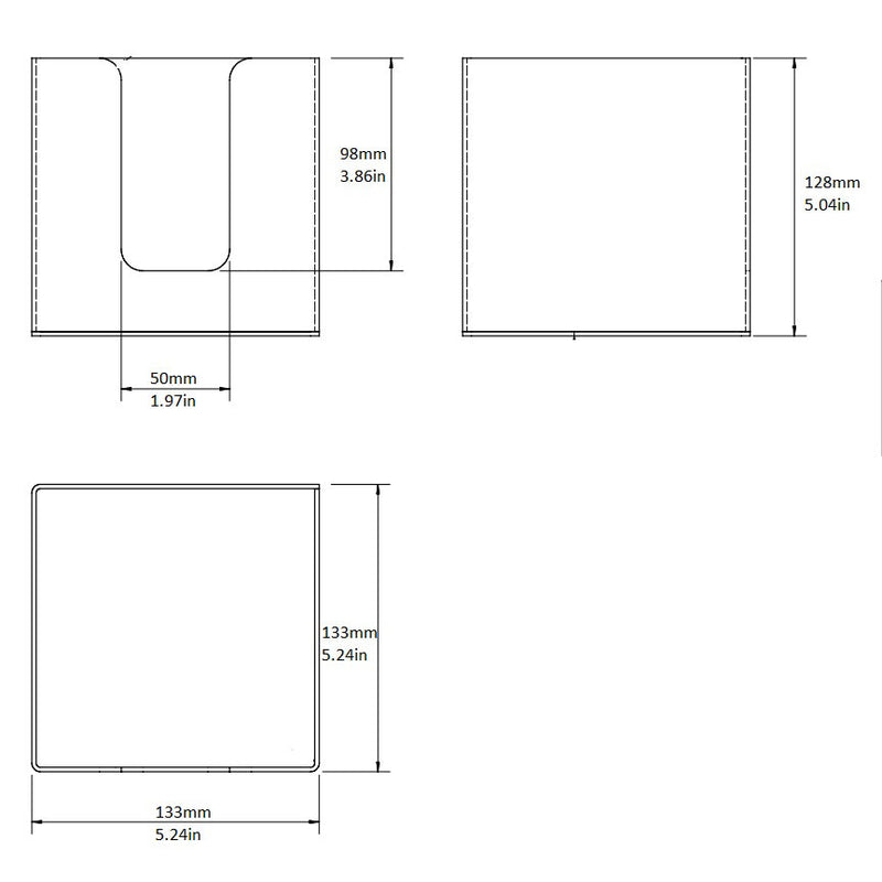 clear acrylic napkin holder dimensions