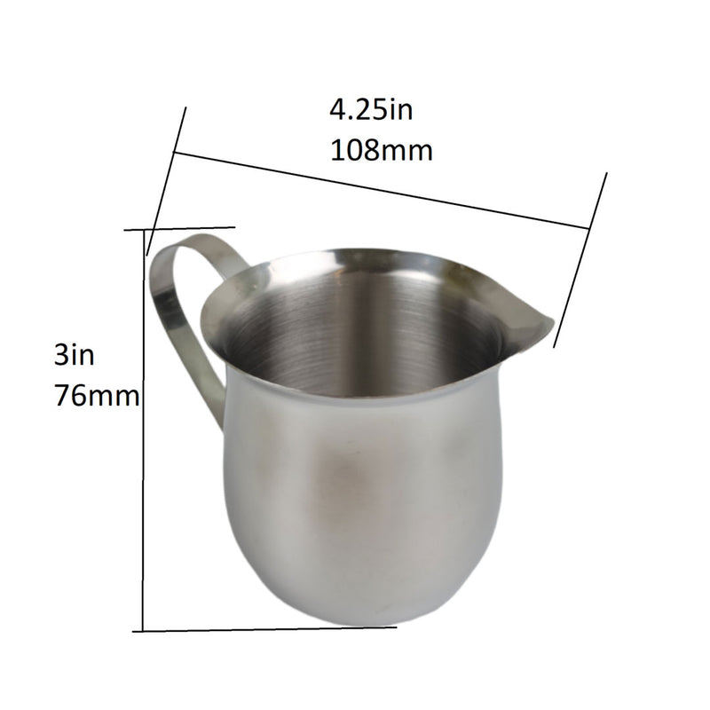8 ounce stainless steel bell pitcher dimensions