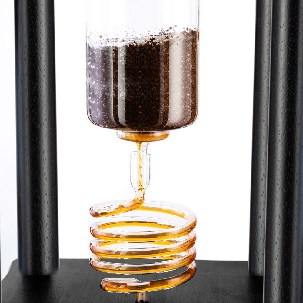 Cold Brew Riser Yama Glass Cold Brew Tower – Black Straight Frame – 25 Cup (100 oz)