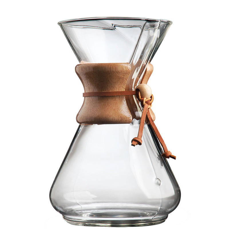 chemex classic 10 cup coffee brewer with natural rawhide