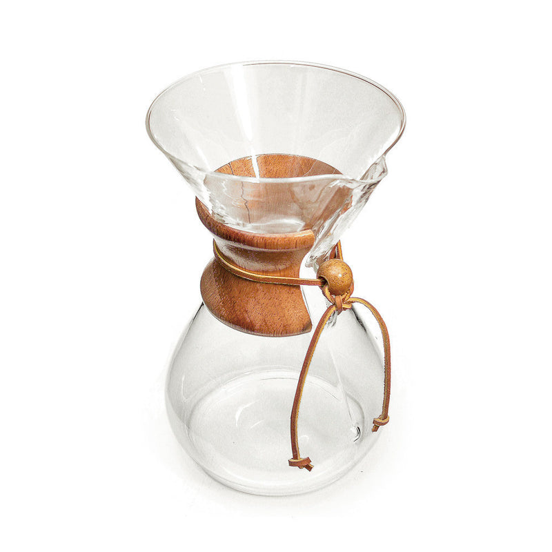 chemex classic 8 cup coffee brewer with natural rawhide