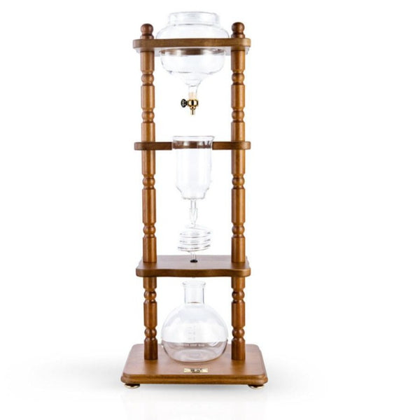 Yama 6 8 Cup Cold Brew Tower Curved Brown Wood Frame 32oz