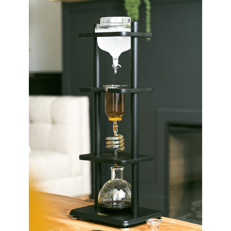 Yama 6-8 Cup Cold Drip Maker Straight Black Wood Frame (32oz)