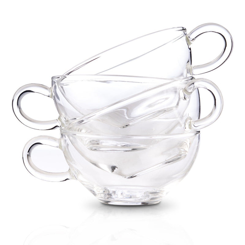 Yama Glass Latte Cups w/ Saucers (8oz) Set of 4