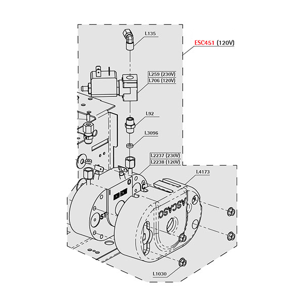 Ascaso 2007 Steel Duo PID Thermoblock Assembly for Steam - 110V