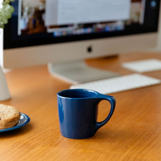 lino coffee mug 12 oz indigo blue