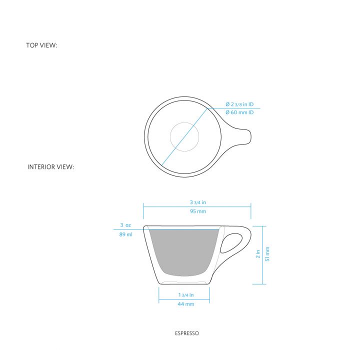 Lino Espresso Cup & Saucer - White (3oz/89ml)