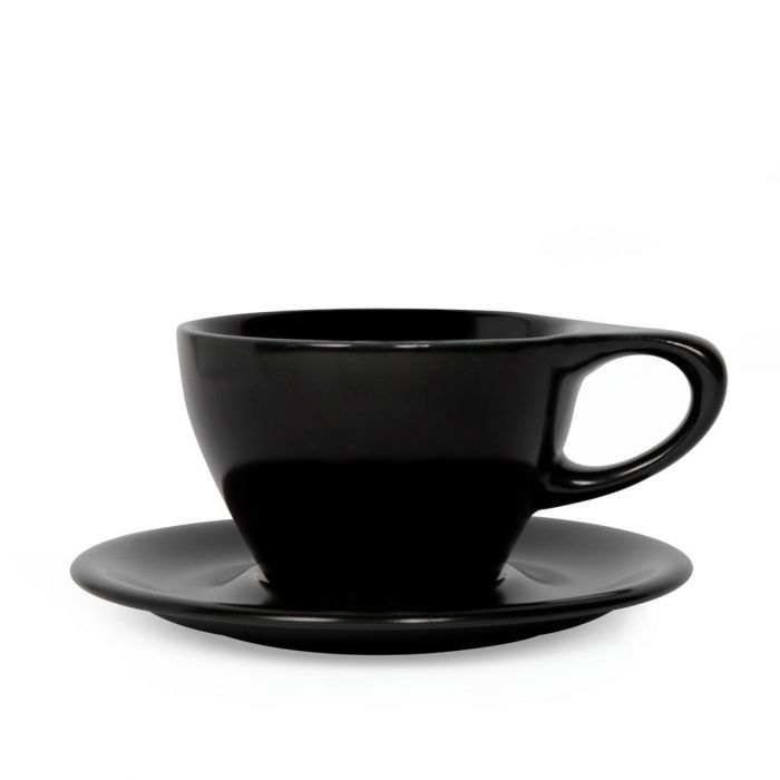 Lino Small Latte Cup & Saucer - Black (8oz/237ml)
