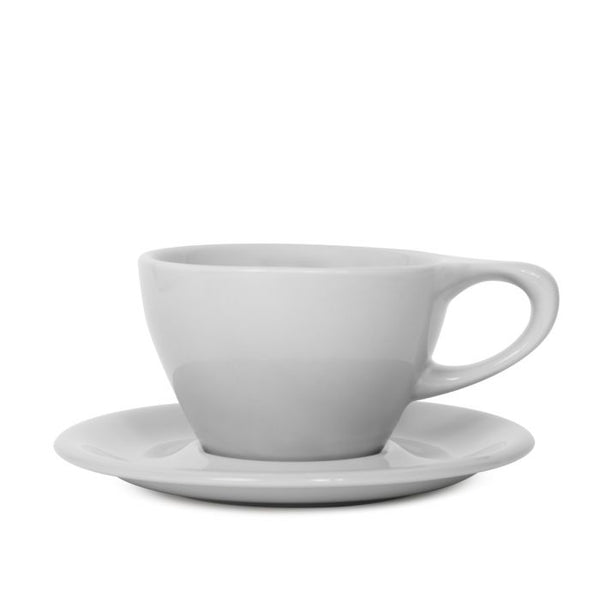 Lino Large Latte Cup & Saucer - Grey (12oz/355ml)