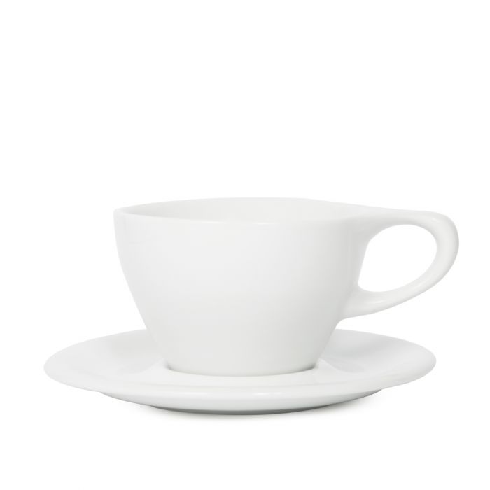 Lino Small Latte Cup & Saucer - White (8oz/237ml)