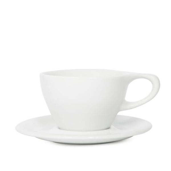 Lino Large Latte Cup & Saucer - White (12oz/355ml)