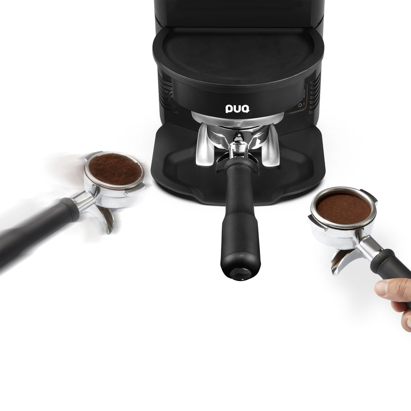 puqpress m3 automatic tamper black with portafilter