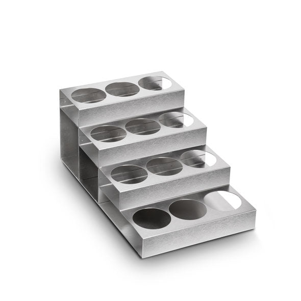 Stainless Steel 4 Tier Coffee Syrup Display Rack - 12 Bottles