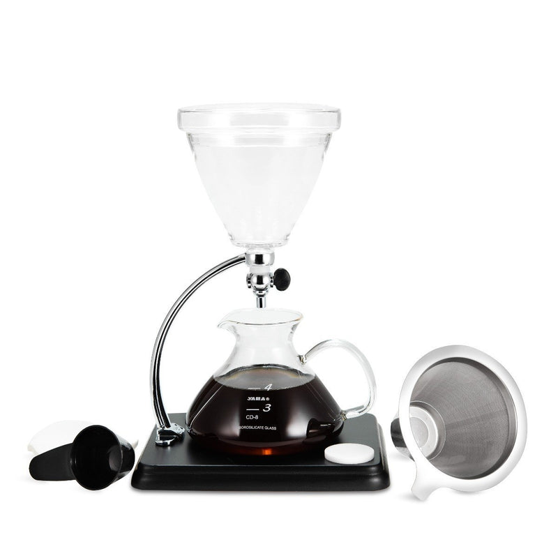 Yama Glass Silverton Coffee Tea with Stainless Cone Filter Clear