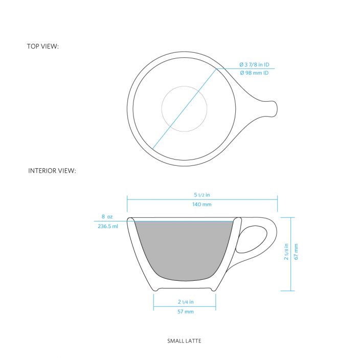 Lino Small Latte Cup & Saucer - Grey (8oz/237ml)