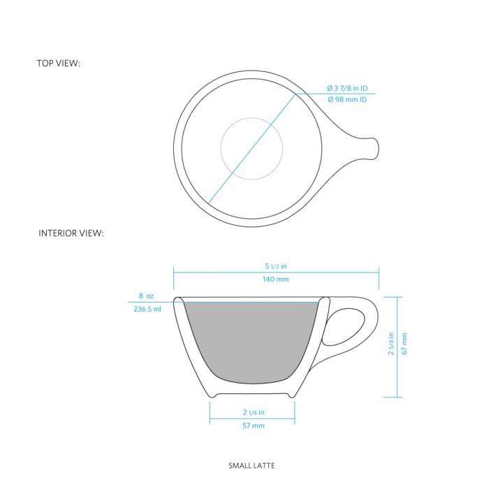 Lino Small Latte Cup & Saucer - White (8oz/237ml)