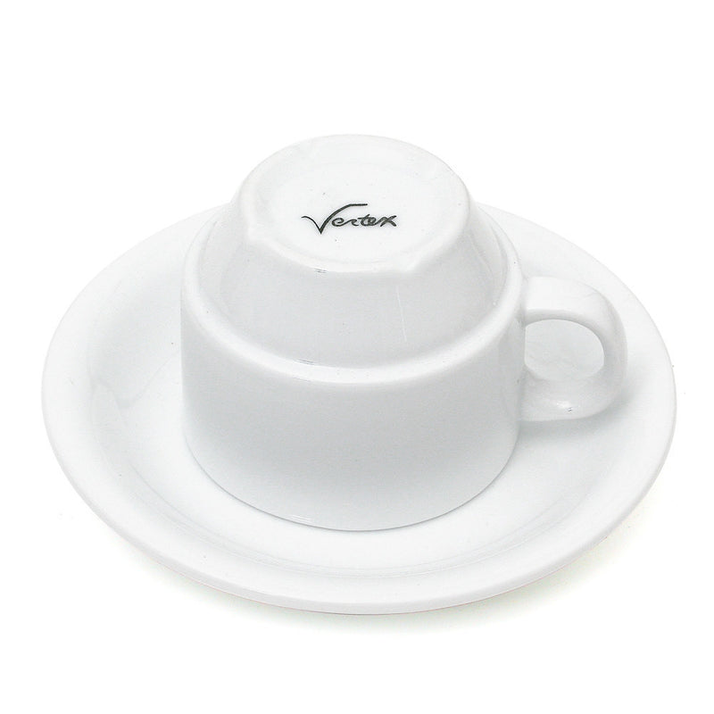 Vertex Latte Cup & Saucer, Bowl Shape, 12oz - White