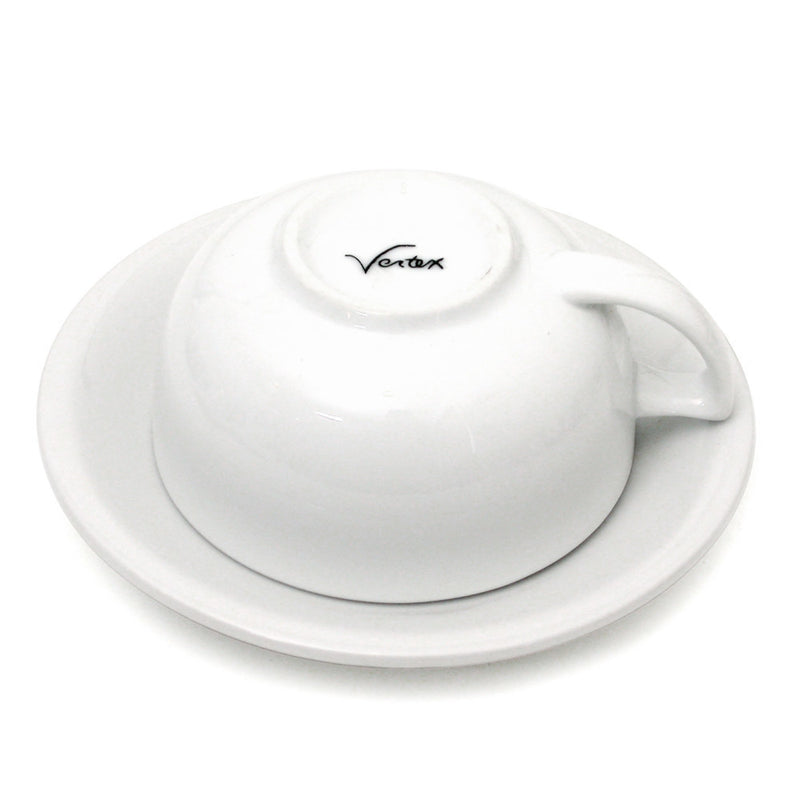 Vertex Latte Cup & Saucer, Bowl Shape, 12oz - White