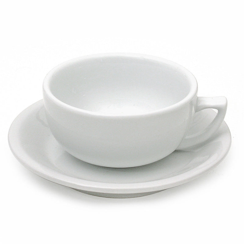 Vertex Bowl Style Latte Cup & Saucer (12oz) - White