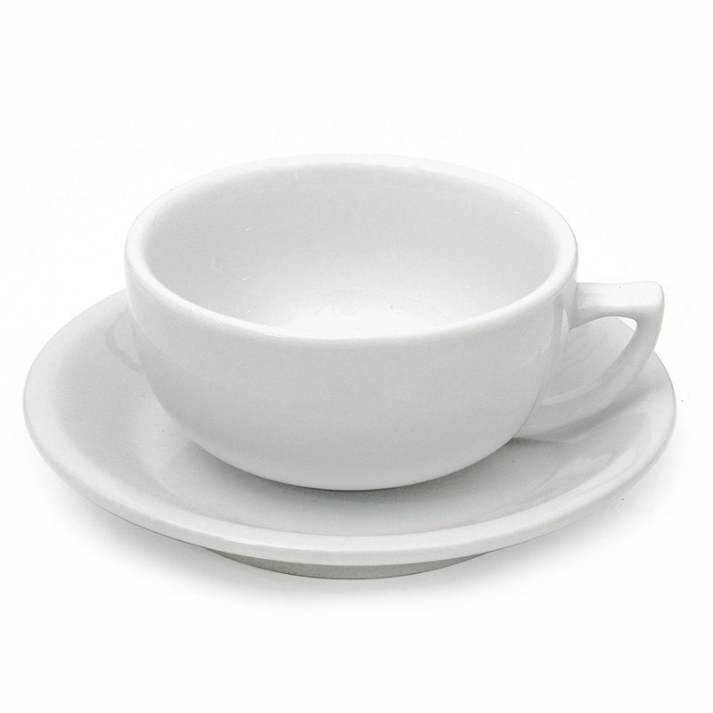 Bowl Style Latte Cup & Saucer (12oz) - White