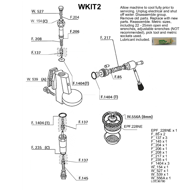 E61 Wega Version Manual Group Head Re-build Kit