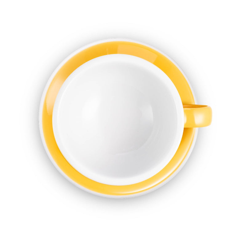 Vertex Latte Cup & Saucer, Bowl Shape, 12oz - White