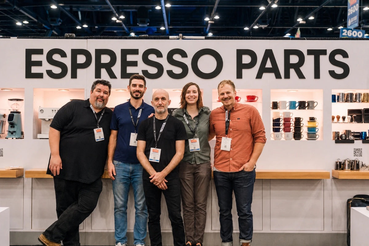 The Espresso Parts booth. You'll find us on the floor wherever the coffee community gathers.